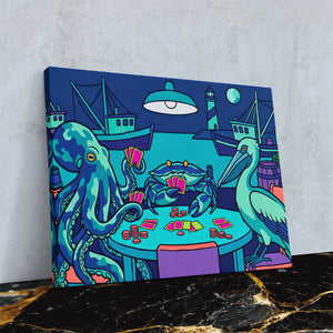 Octopus Midnight Poker — Octopus Midnight Poker Against Wall4x5 Reflect 2