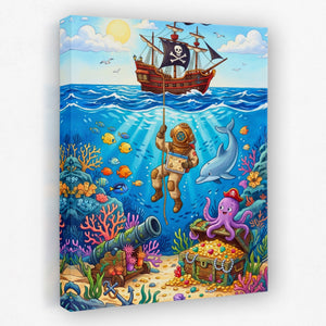 Octopus Underwater Kingdom canvas wall art, room view