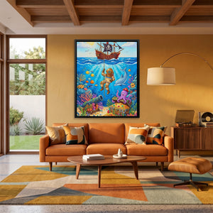 Octopus Underwater Kingdom canvas wall art, room view