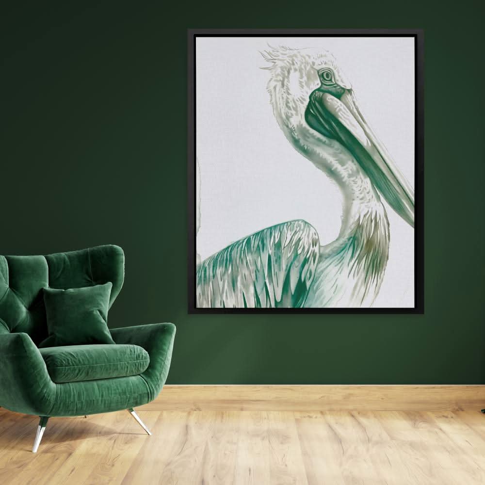 Old Pelican - Green Wall Art for Home Office