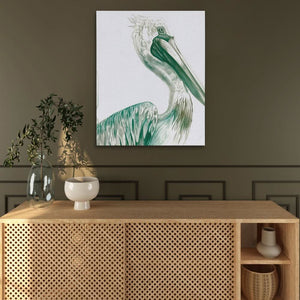 Old Pelican - Watercolor Neutral Canvas Wall Art