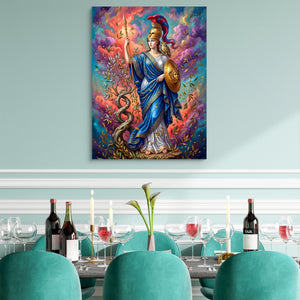 Olympian Athena — olympian athena sq teal dining room 1port flush print