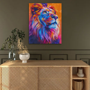 Orange and Pink Lion - Large Modern Canvas Print