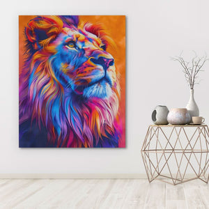 Orange and Pink Lion - Blue Lion Canvas Print