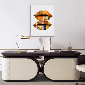 Orange Lips Gold โ orange lips gold sq luxury office desk 1port flush print