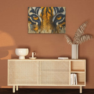 Orange Tiger Eyes - Big Cat Wall Art in Black Frame