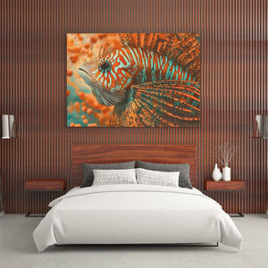 Orange Tropical Fish - Beach Wall Art in Black Frame