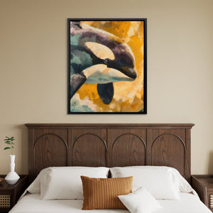 Orca Golden Surge - Luxury Wall Art