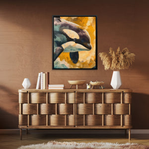 Orca Golden Surge - Luxury Wall Art