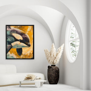 Orca Golden Surge - Luxury Wall Art