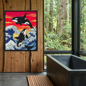 Orca Hokusai Wave — Orca Hokusai Wave Outdoor Bathroom Log Port 281