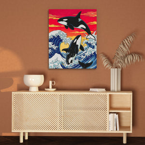 Orca Hokusai Wave — Orca Hokusai Wave Brown Wall 56