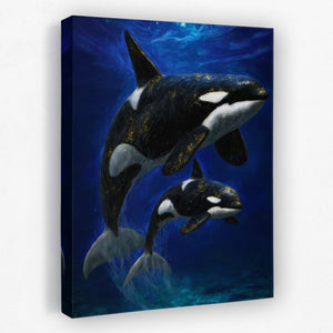 Orca Mother Calf — Orca Mother Calf Portrait Side View Mirror 358