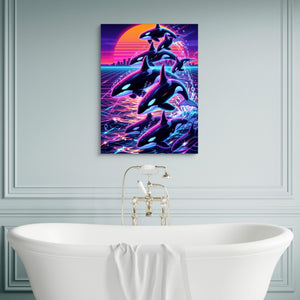Orca Neon Breaching - Luxury Wall Art