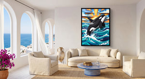 Orca Ocean Leap โ orca ocean leap beachside couch livingroom 1port framed black