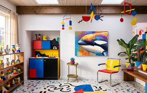Orca Prismatic Portrait โ orca prismatic portrait colorful kids room 1land flush print