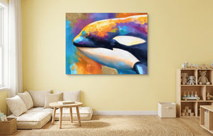 Orca Prismatic Portrait โ orca prismatic portrait kids playroom pastel 1land flush print