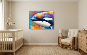 Orca Prismatic Portrait โ orca prismatic portrait neutral nursery 1land flush print