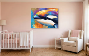 Orca Prismatic Portrait โ orca prismatic portrait nursery pink girl room 1land flush print