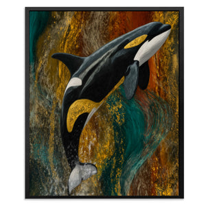 Orca's Golden Current - Luxury Wall Art