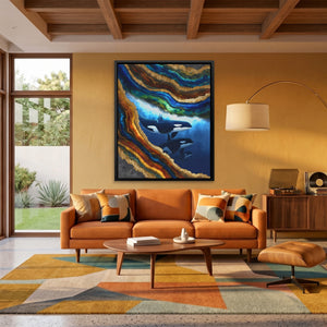 Orcas Golden Wave canvas wall art, room view
