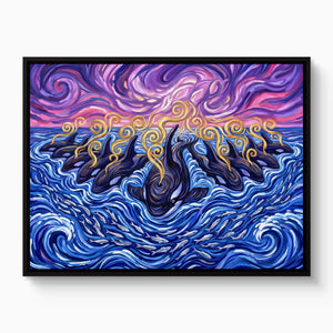 Orcas Sunset Hunt โ orcas sunset hunt white studio framed black
