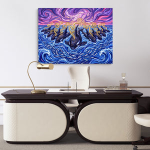 Orcas Sunset Hunt โ orcas sunset hunt sq luxury office desk 1land flush print
