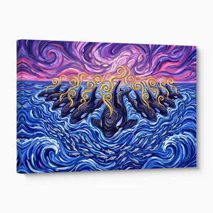 Orcas Sunset Hunt โ orcas sunset hunt angled flush print