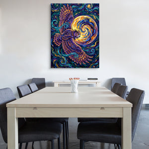 Owl Cosmic Flight — owl cosmic flight sq office wall 1port flush print