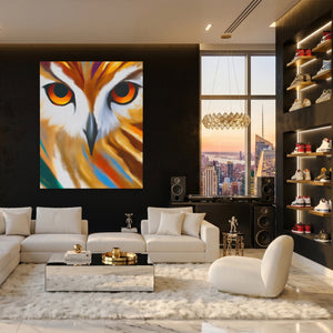 Owl Geometric Symmetrical canvas wall art, room view