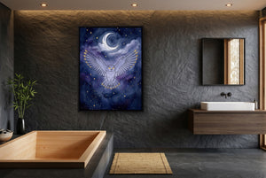 Owl Moonlight Flight โ owl moonlight flight small bathroom interior 1port framed black
