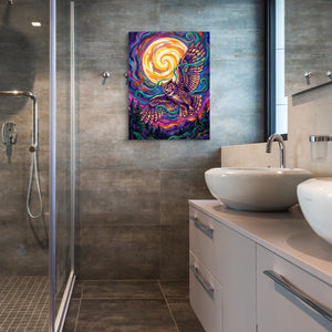 Owl Vibrant Moon โ owl vibrant moon sq bathroom 1port flush print