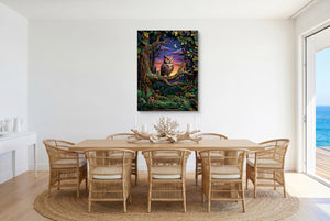 Owl Vigil โ owl vigil small dining room with ocean view 1port flush print
