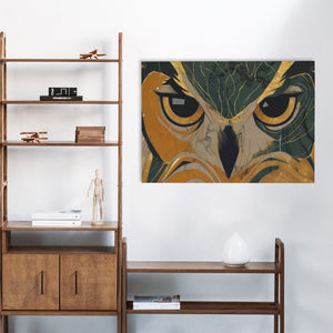 Owls Golden Vigil - Luxury Wall Art