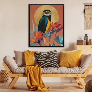 Owl's Tropical Halo - Luxury Wall Art