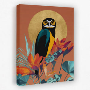 Owl's Tropical Halo - Luxury Wall Art