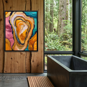 Oyster Dreamscape Gold canvas wall art, room view