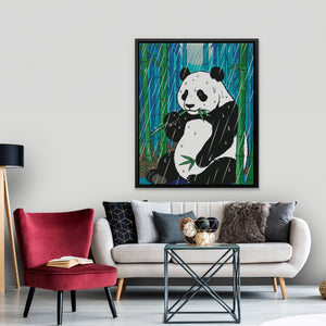 Panda Bamboo Rain canvas wall art, room view