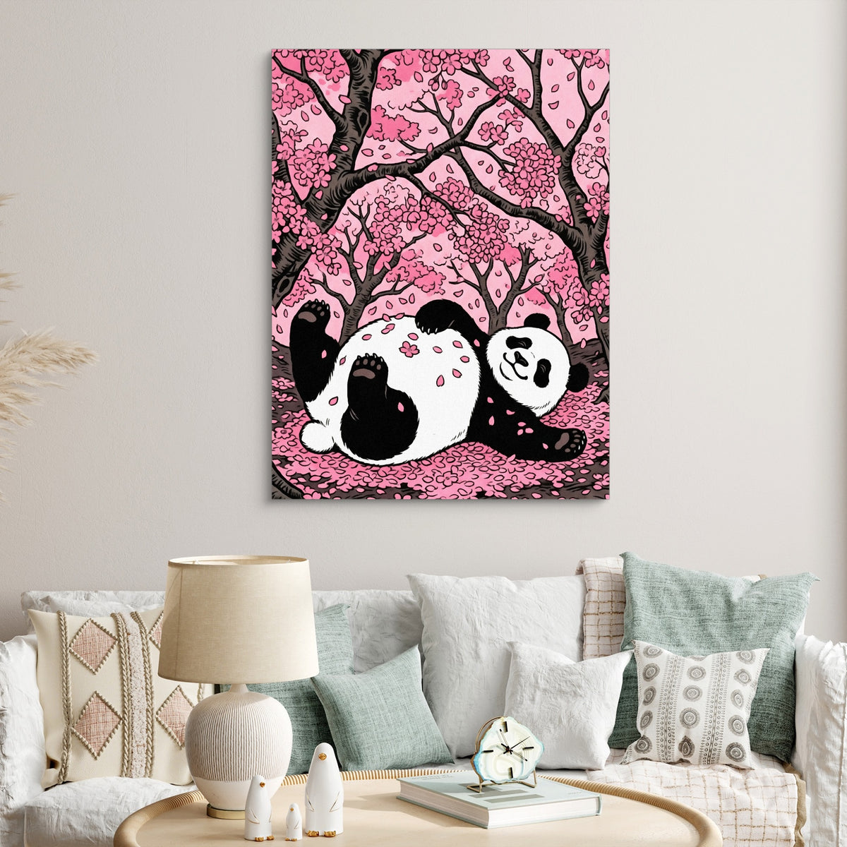 Panda Cherry Bloom — panda cherry bloom sq clock bed 1port flush print