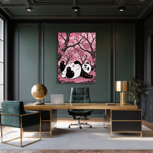 Panda Cherry Bloom โ panda cherry bloom sq green office room 1port flush print