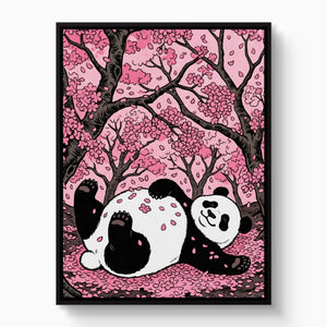 Panda Cherry Bloom โ panda cherry bloom white studio framed black