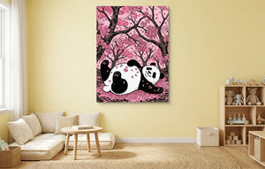 Panda Cherry Bloom โ panda cherry bloom kids playroom pastel 1port flush print