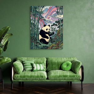 Panda Feast โ panda feast sq green couch 1port flush print