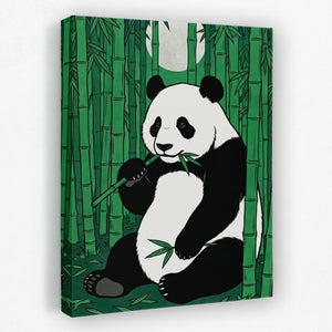 Panda Green Bamboo canvas wall art, room view