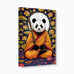 Panda Monk Meditation — panda monk meditation angled flush print