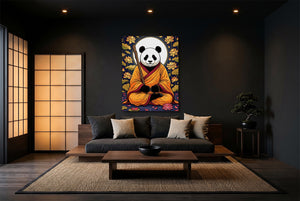 Panda Monk Meditation — panda monk meditation modern minimalist living room 2 1port flush print