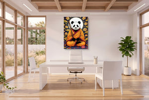 Panda Monk Meditation — panda monk meditation office space with desk 3 1port flush print