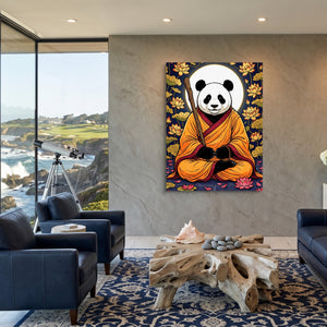 Panda Monk Meditation — panda monk meditation sq coastal views 1port flush print