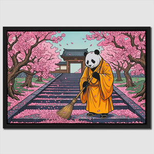 Panda Monk Sweeping — Panda Monk Sweeping Close Up Landscape 86