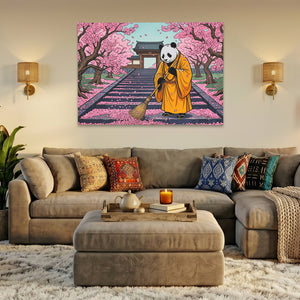 Panda Monk Sweeping — Panda Monk Sweeping AZ Livingroom Land 6